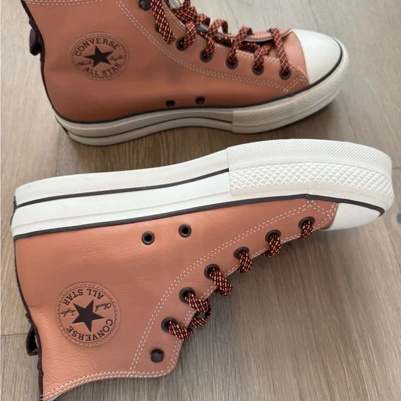 Converse Chuck Taylor All Star Lift Hi platform sneakers leather Size 10 - Picture 2 of 5